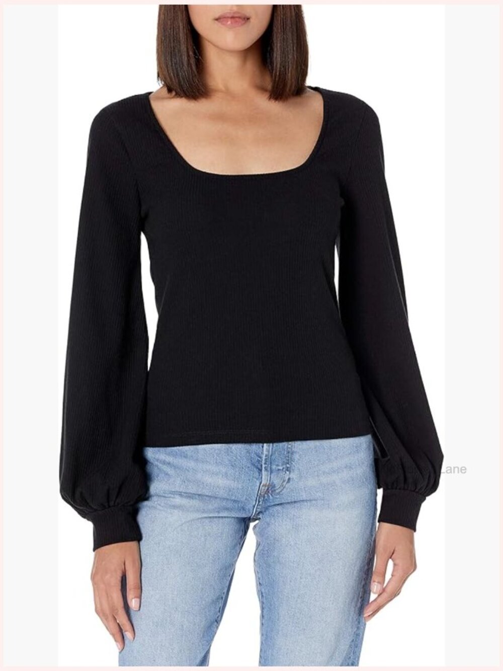 Square-Neck Balloon-Sleeve Top - Cap Sleeve Pull On